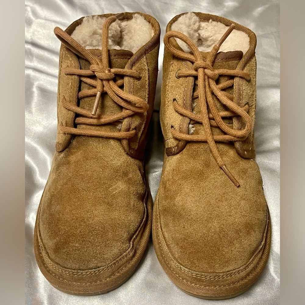 Tan Suede Lace-Up Boots